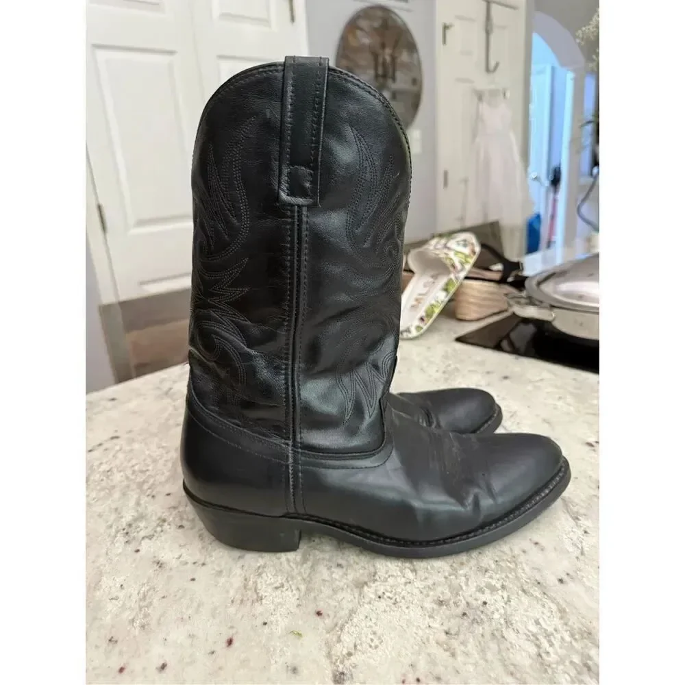 Larado Black 12” Paris Western Leather Cowboy Boots sz 11